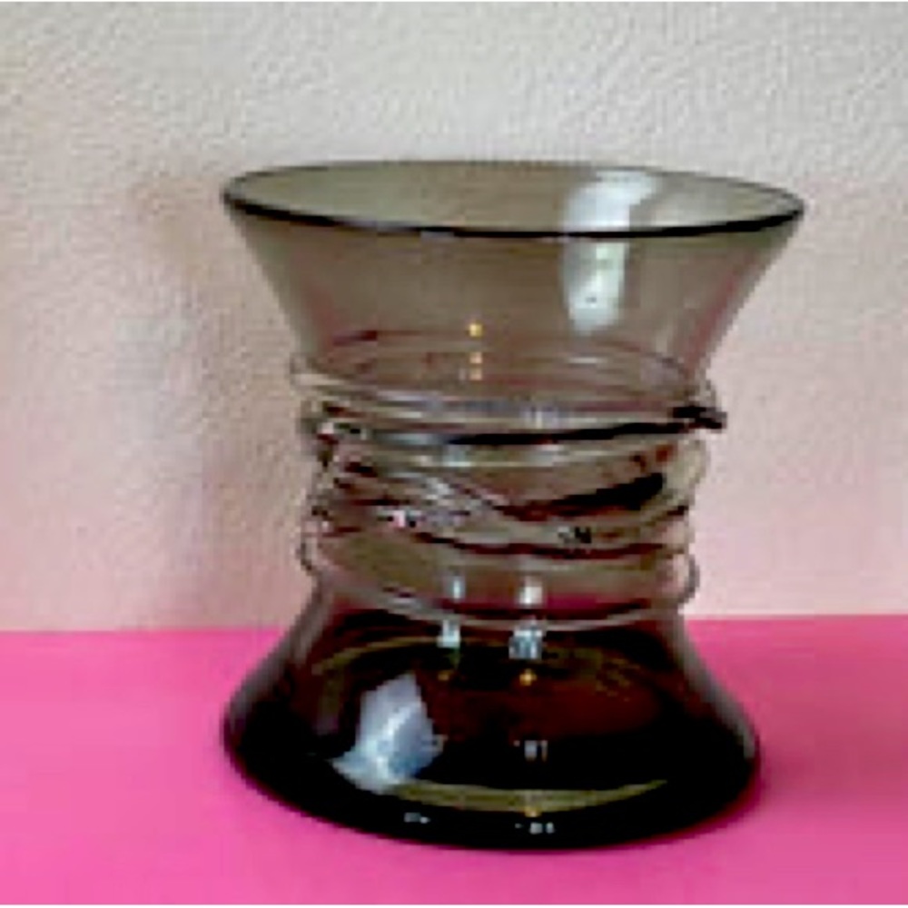 Vintage 1960s Large Danish Modern Studio Glass Vase In The Style of Holmegaard